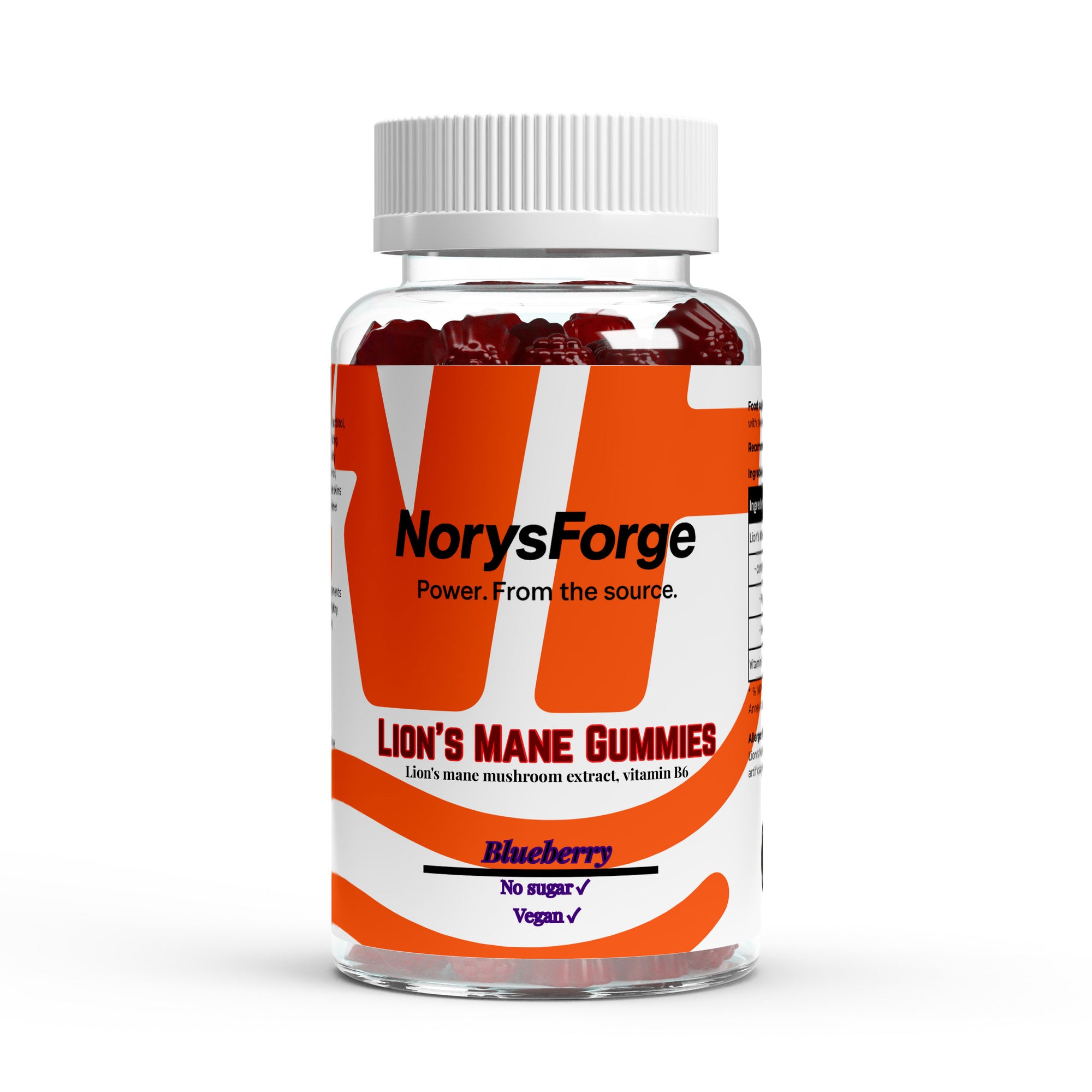 Lion’s Mane + Vitamin B6 | 60 Vegan Sugar-Free Gummies | Blueberry - NorysForge
