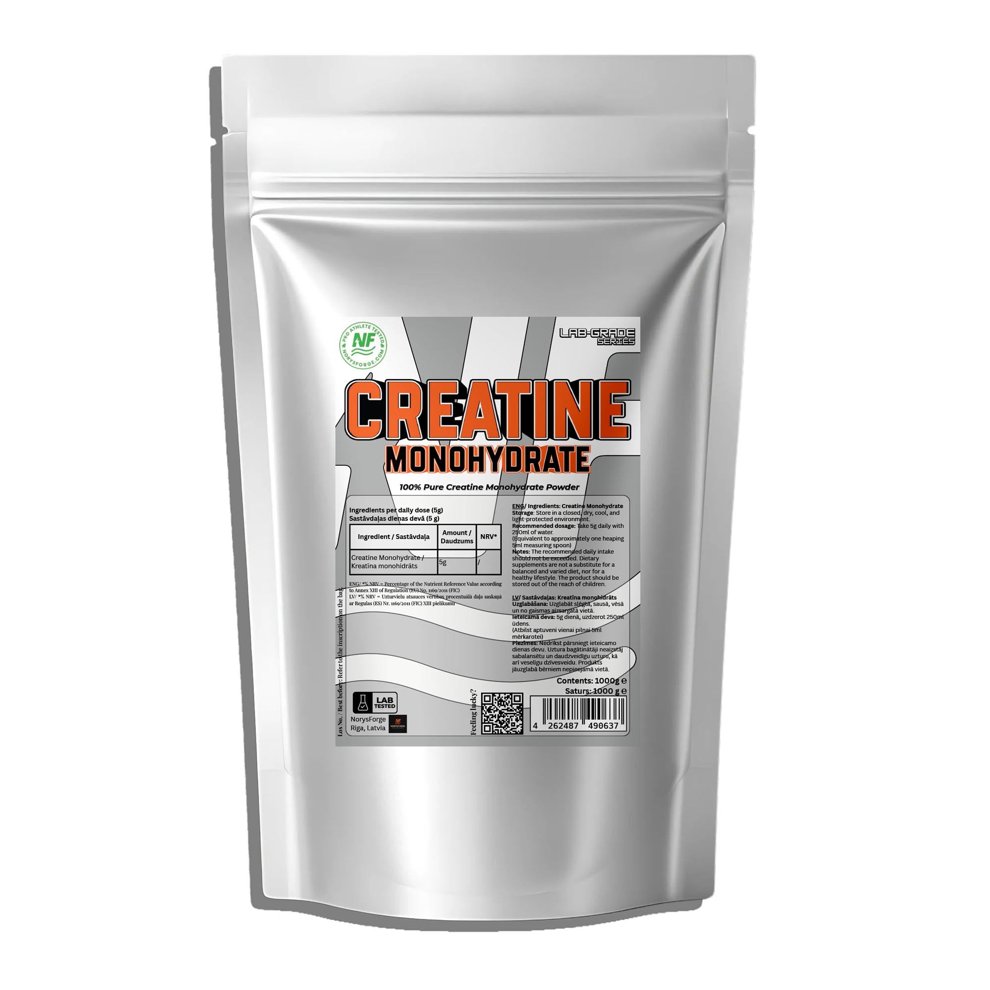 Creatine Monohydrate Powder | 1000g Micronized - NorysForge - Best Powder in Europe